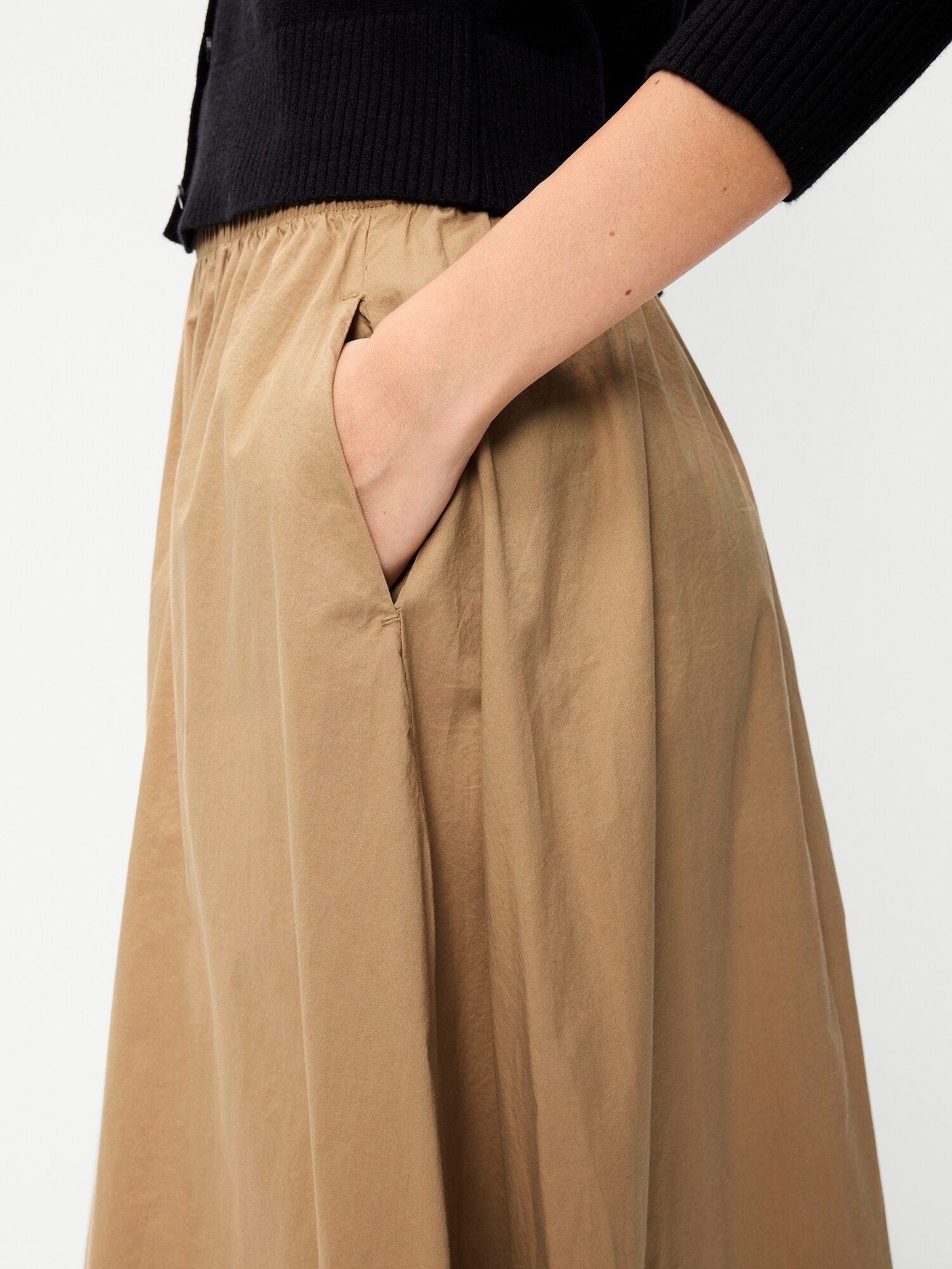 Женская юбка Old Navy Poplin Midi, цвет: Хаки — фото 4