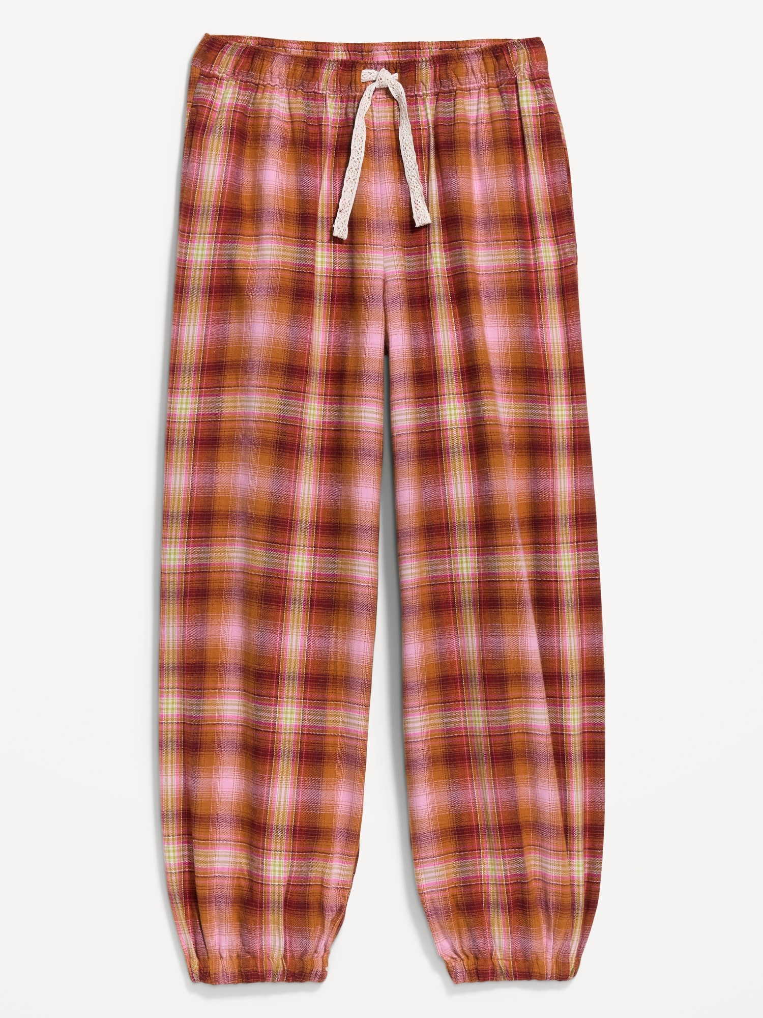 Cinched Flannel Balloon Pants