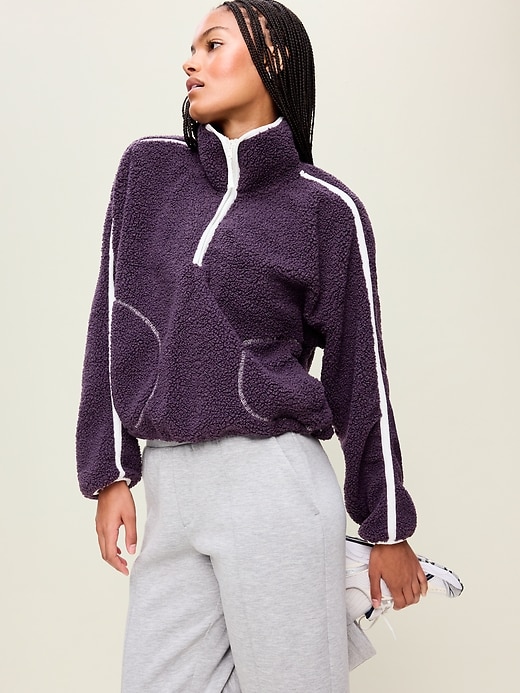 old Gap フード付きパープルダウンベスト S y2k Loose Sherpa Quarter-Zip Pullover | Old Navy
