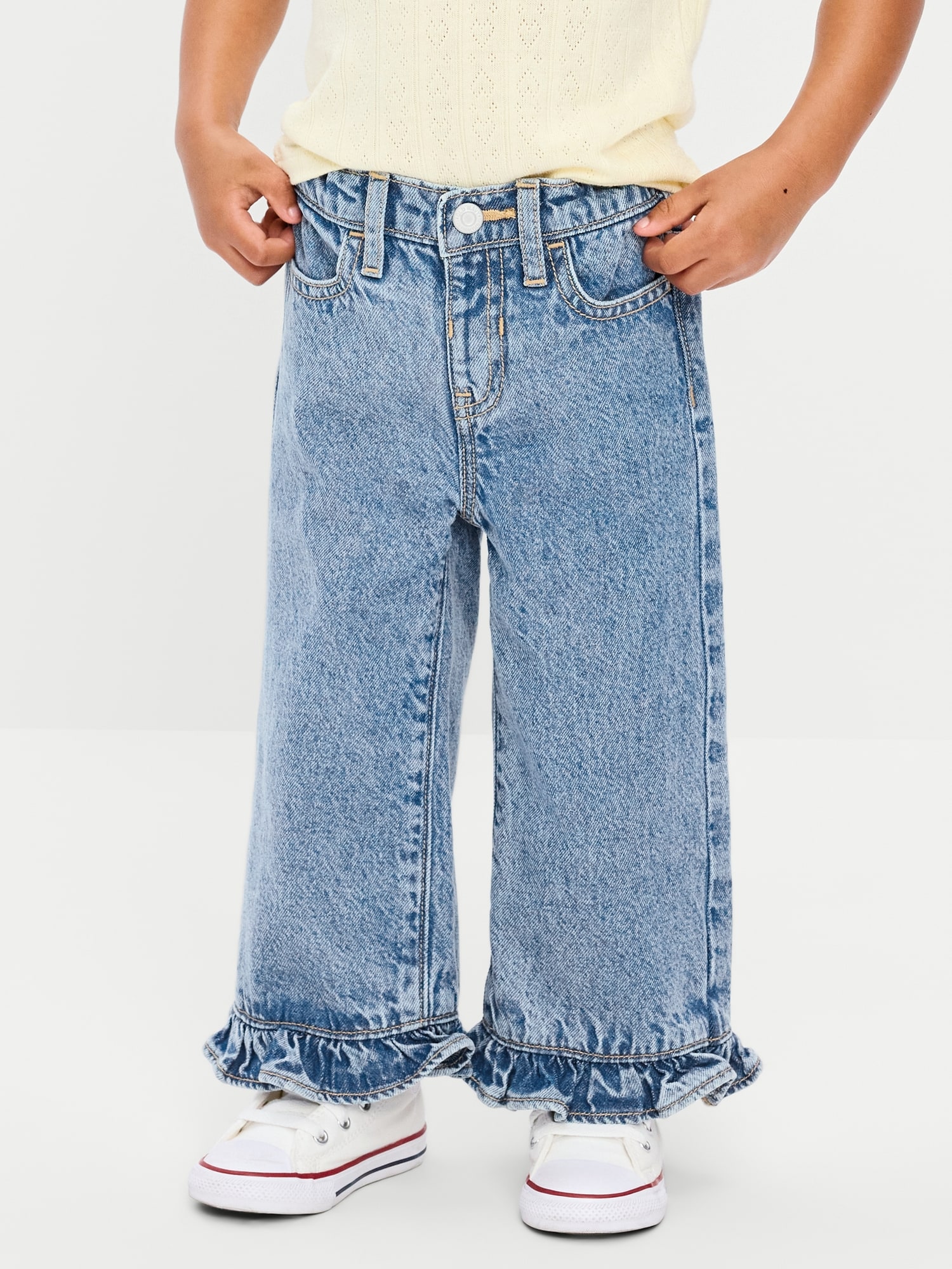 High-Waisted Super Baggy Ruffled Wide-Leg Jeans for Girls