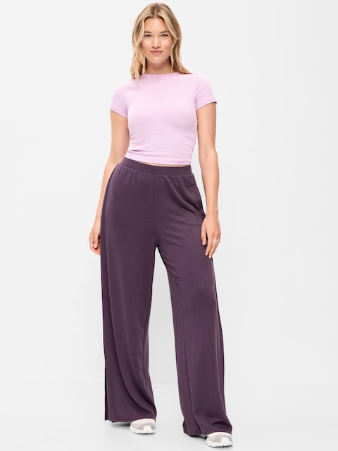 High-Waisted Bounce Lite Drapey Wide-Leg Pleated Pants