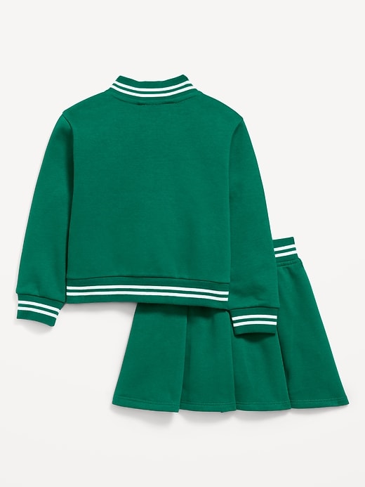 Image number 3 showing, Fleece Bomber Jacket and Pleated Skirt Set for Toddler Girls