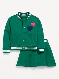 Image number 2 showing, Fleece Bomber Jacket and Pleated Skirt Set for Toddler Girls