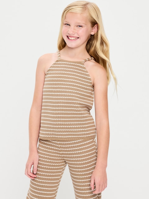 Sleeveless Jacquard Knit Top for Girls