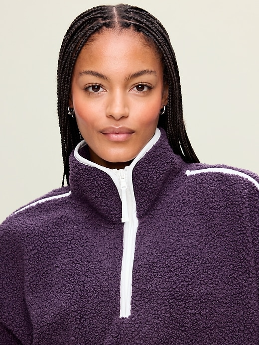 Loose Sherpa Quarter-Zip Pullover | Old Navy