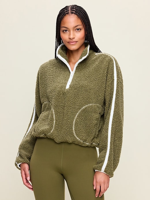 Loose Sherpa Quarter-Zip Pullover | Old Navy