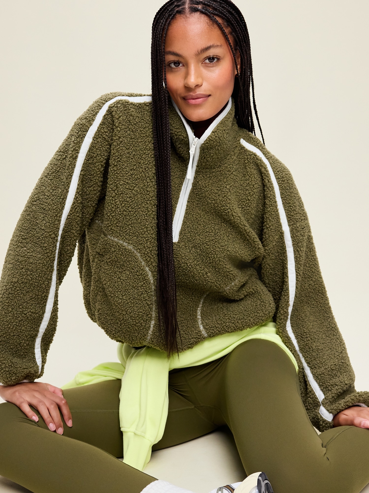 Loose Sherpa Quarter-Zip Pullover