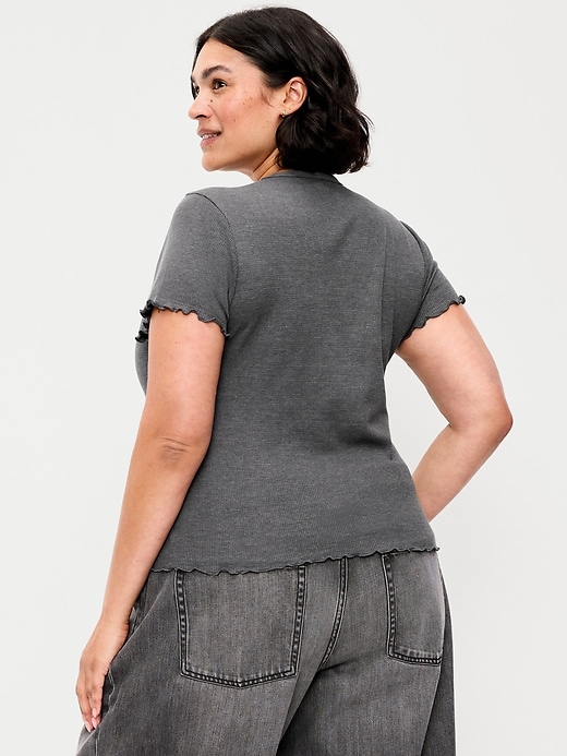 Image number 7 showing, Fitted Waffle-Knit Cropped T-Shirt
