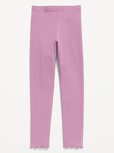 Ribbed Lettuce-Edge Leggings for Girls