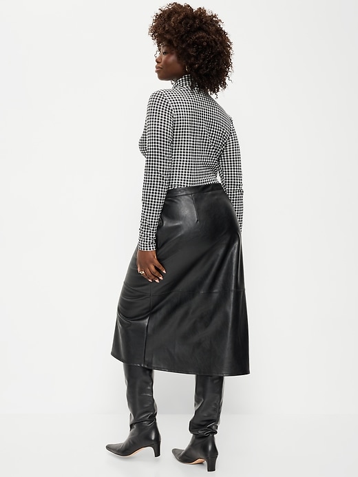 Image number 3 showing, Faux-Leather Pencil Midi Skirt