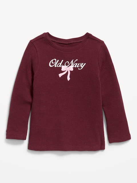 Long-Sleeve Logo Graphic Waffle-Knit T-Shirt for Toddler Girls