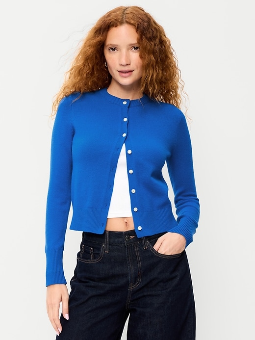 Image number 1 showing, SoSoft Cropped Crew-Neck Cardigan
