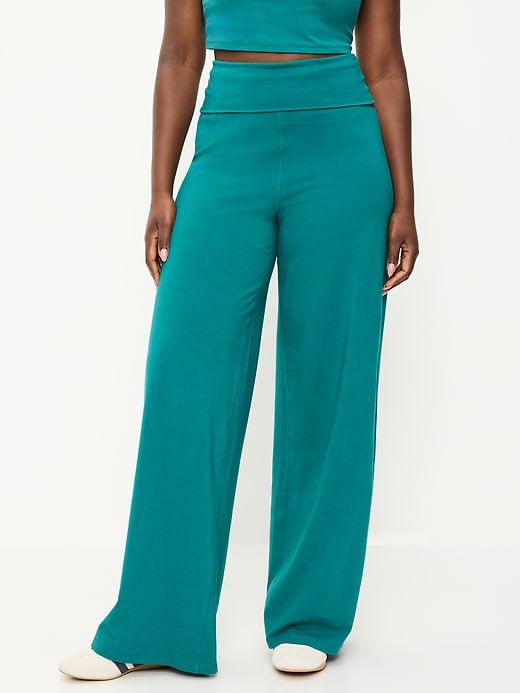 Image number 5 showing, High-Waisted PowerChill Fold-Over Wide-Leg Pants
