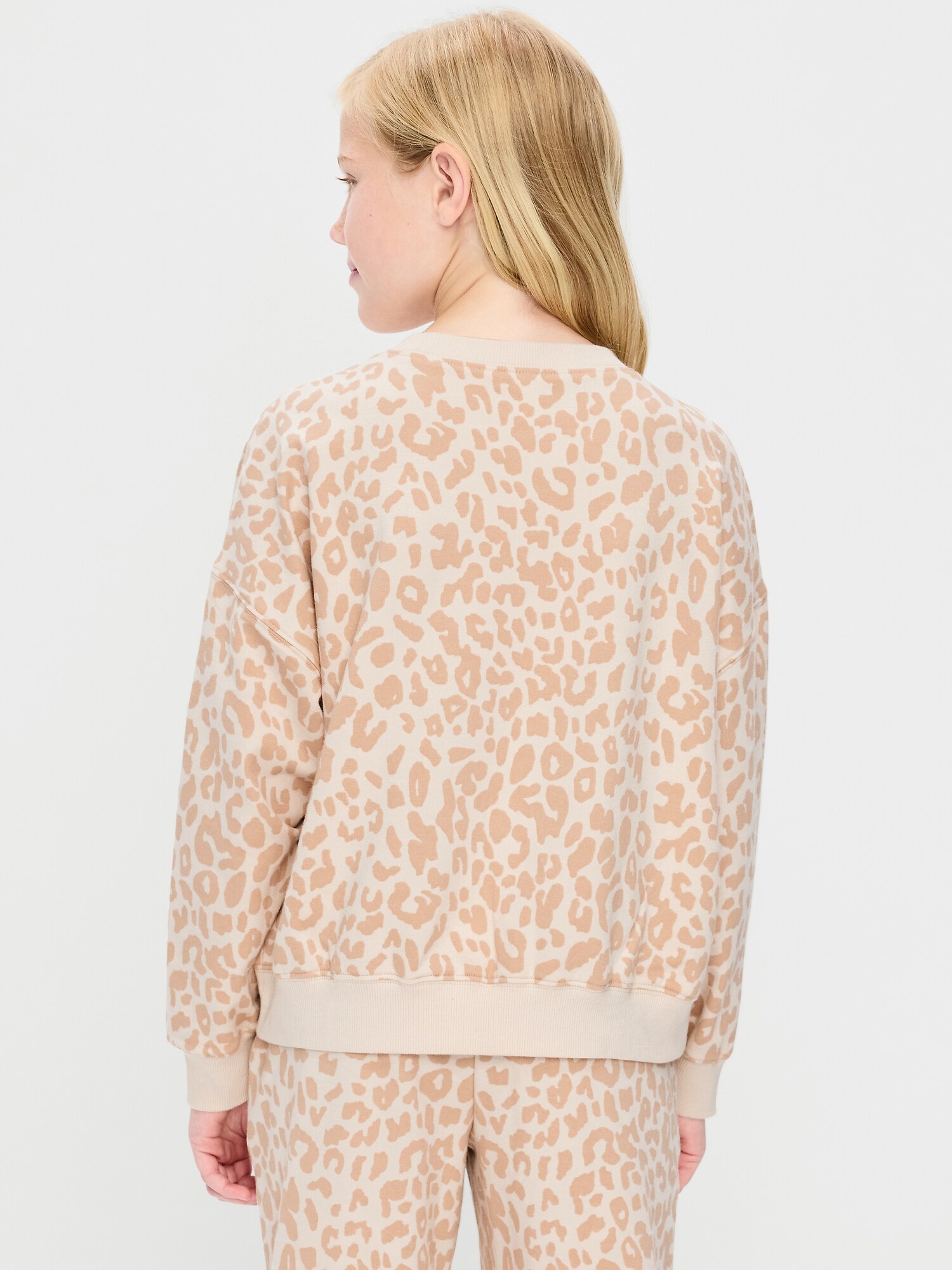 Толстовки Old Navy Favorite Fleece Oversized Tunic Sweatshirt для девочек, цвет: Коричневый леопардовый — фото 2