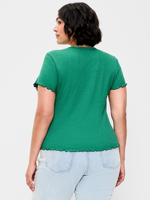 Image number 5 showing, Fitted Waffle-Knit Cropped T-Shirt