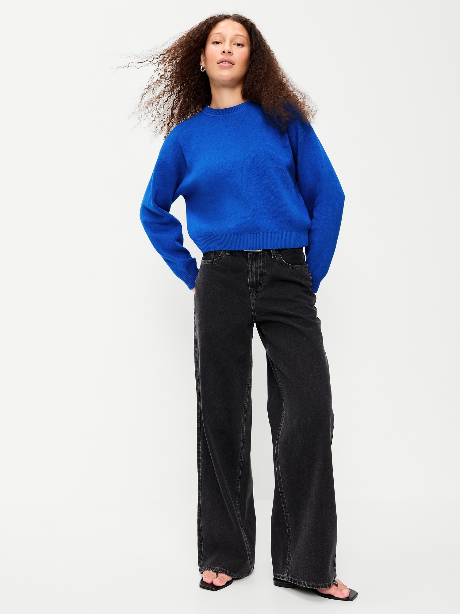 SoSoft Cotton Crew-Neck Cropped Sweater