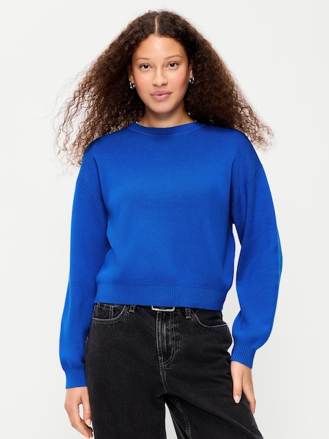 SoSoft Cotton Crew-Neck Cropped Sweater