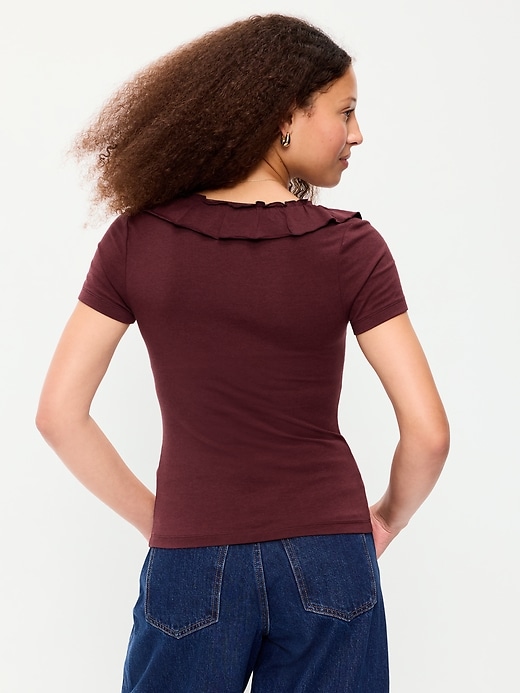 Image number 2 showing, Lettuce-Edge Scoop-Neck Top