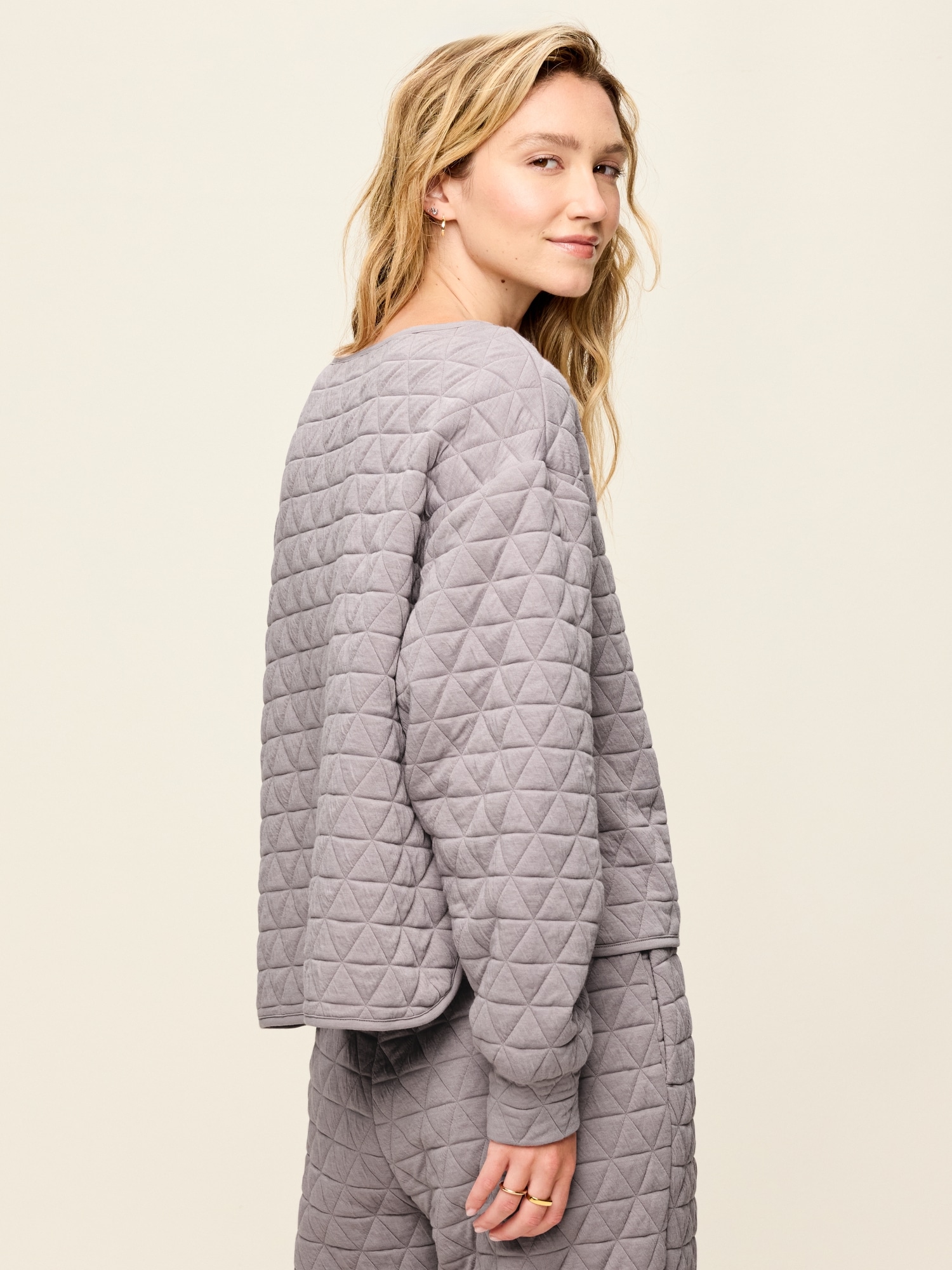 Quilted Bounce Fleece Boatneck Sweatshirt