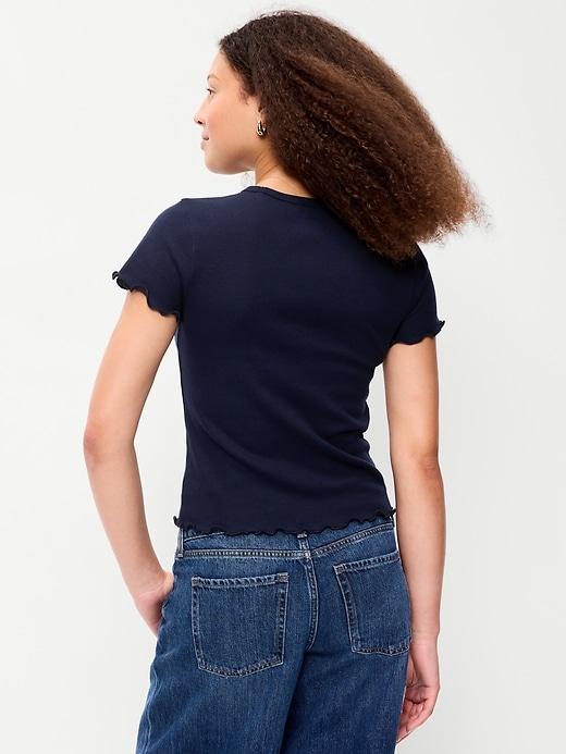 Image number 2 showing, Fitted Waffle-Knit Cropped T-Shirt