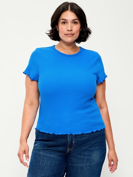 Image number 8 showing, Fitted Waffle-Knit Cropped T-Shirt