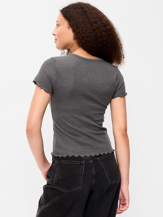 Image number 2 showing, Fitted Waffle-Knit Cropped T-Shirt