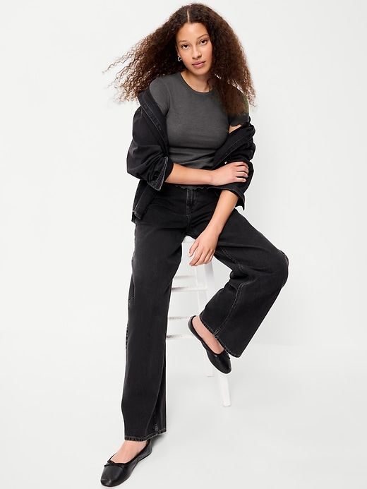 Image number 3 showing, Fitted Waffle-Knit Cropped T-Shirt