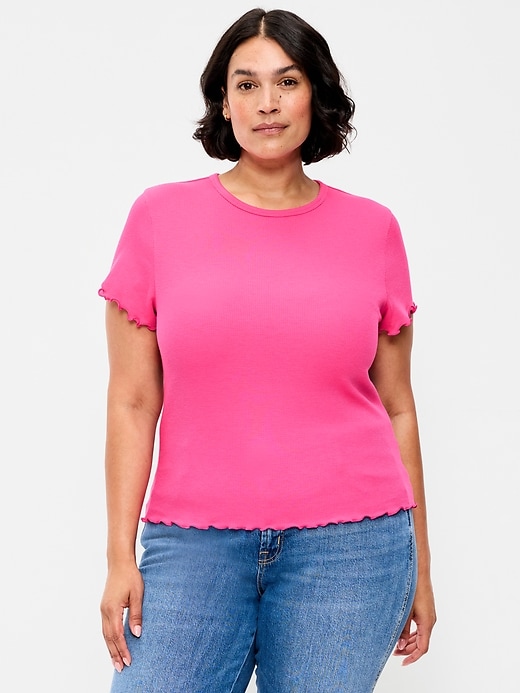 Image number 8 showing, Fitted Waffle-Knit Cropped T-Shirt