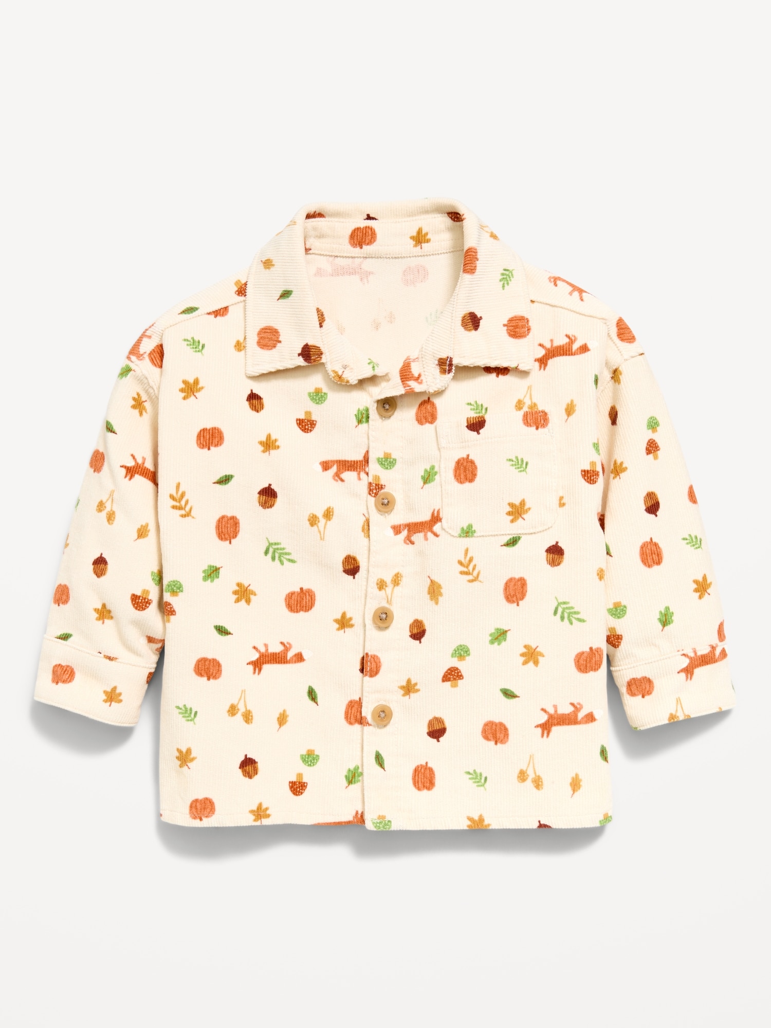 Printed Long-Sleeve Corduroy Shirt for Baby