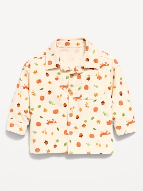 Printed Long-Sleeve Corduroy Shirt for Baby