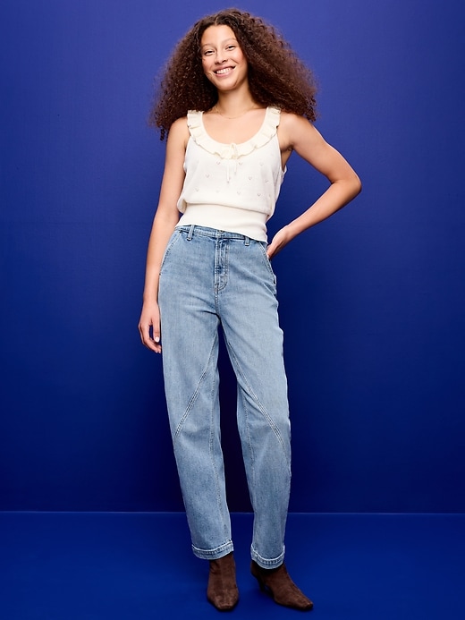 Image number 1 showing, High-Waisted Baggy Barrel Jeans