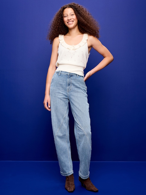 High-Waisted Baggy Barrel Jeans