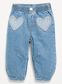 Image number 1 showing, Super Baggy Heart-Pocket Barrel-Leg Jeans for Baby