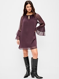 Image number 1 showing, Bell-Sleeve Boho Mini Dress