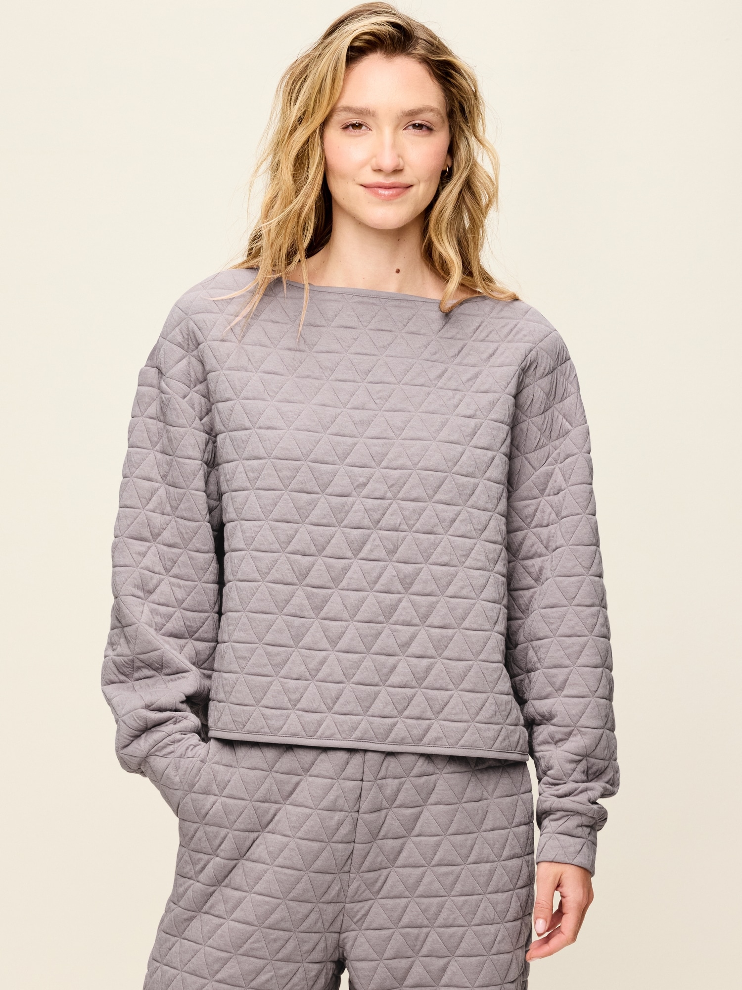Quilted Bounce Fleece Boatneck Sweatshirt