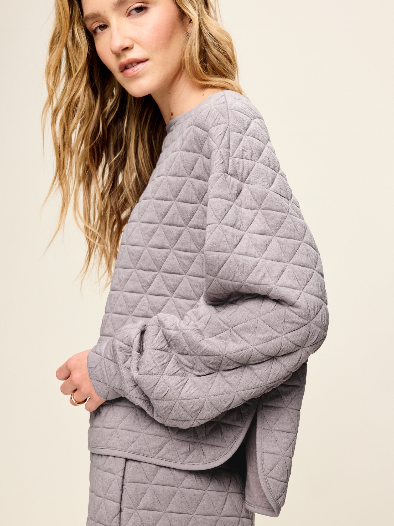 Quilted Bounce Fleece Boatneck Sweatshirt