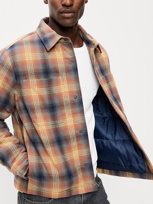 Image number 4 showing, Cropped Insulated Flannel Shacket