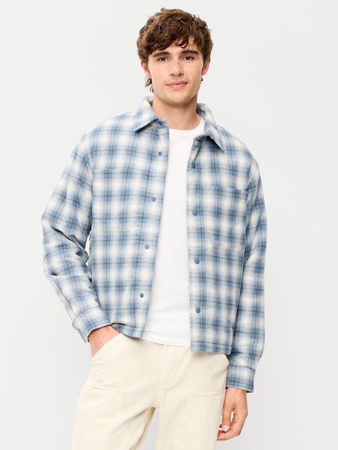Cropped Insulated Flannel Shacket