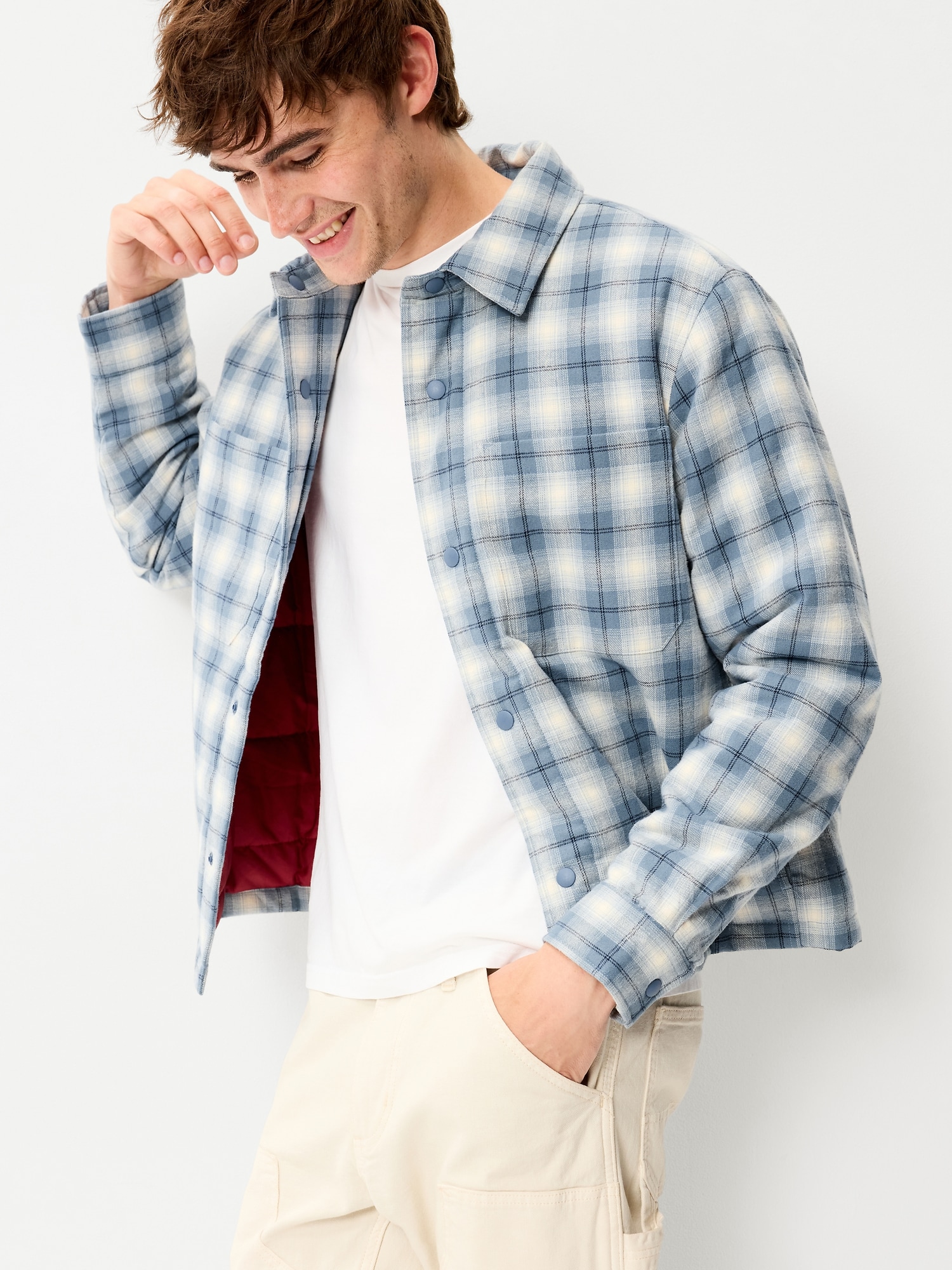 Cropped Insulated Flannel Shacket