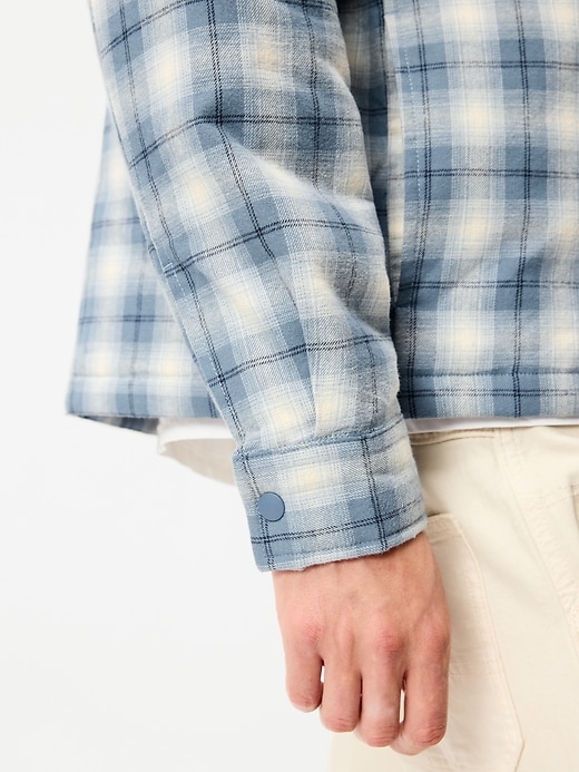 Image number 6 showing, Cropped Insulated Flannel Shacket