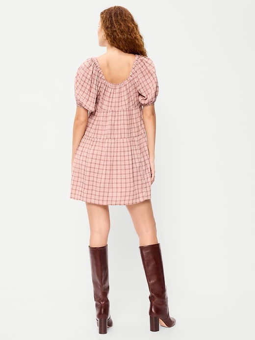 Image number 2 showing, Puff-Sleeve Smocked Mini Swing Dress