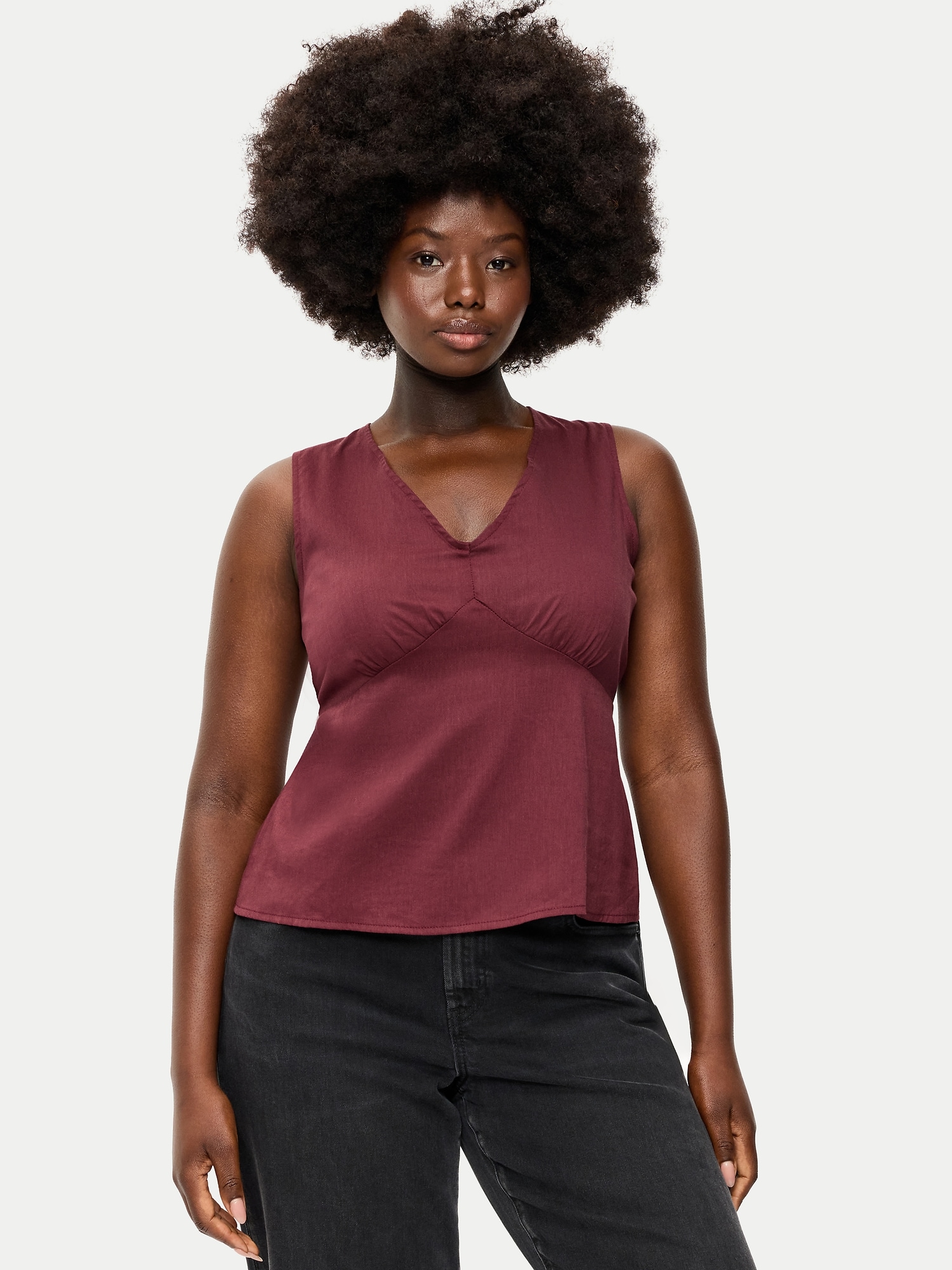 Sleeveless V-Neck Tie-Back Top
