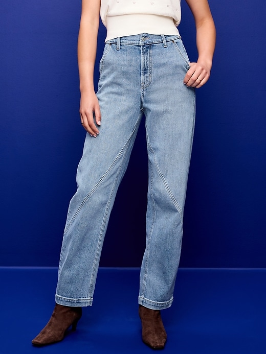 Image number 2 showing, High-Waisted Baggy Barrel Jeans