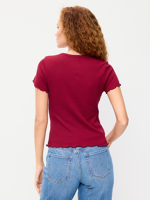 Image number 2 showing, Fitted Waffle-Knit Cropped T-Shirt