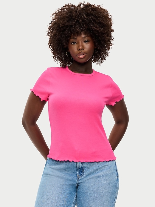 Image number 6 showing, Fitted Waffle-Knit Cropped T-Shirt