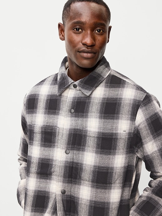 Image number 4 showing, Cropped Insulated Flannel Shacket