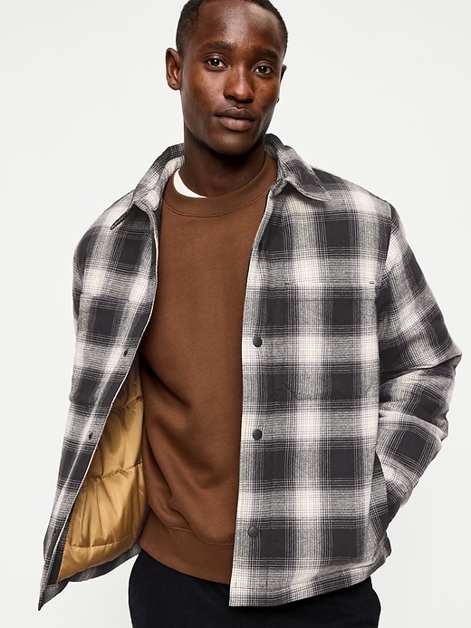 Image number 5 showing, Cropped Insulated Flannel Shacket