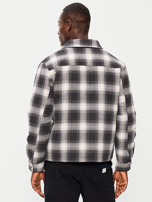 Image number 2 showing, Cropped Insulated Flannel Shacket