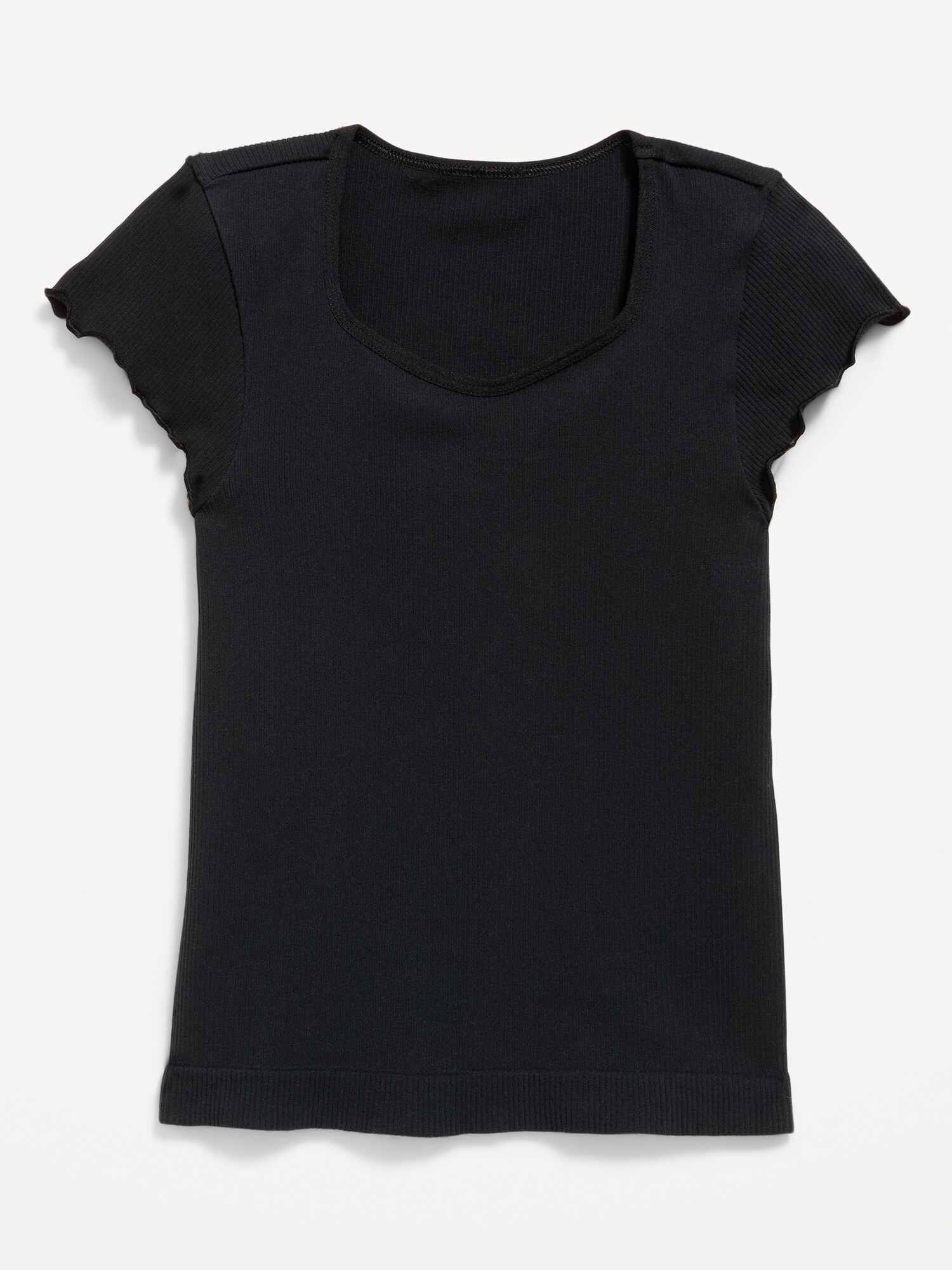 Топ Old Navy Fitted Seamless Ribbed Performance Top для девочек, цвет: Чёрный — фото 2