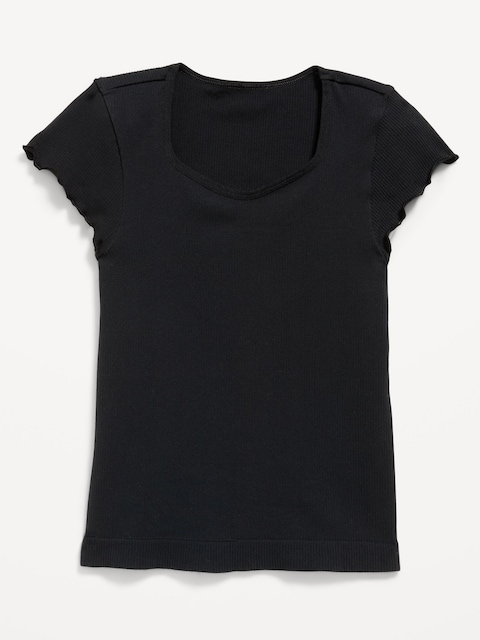 Fitted Seamless Ribbed Performance Top for Girls